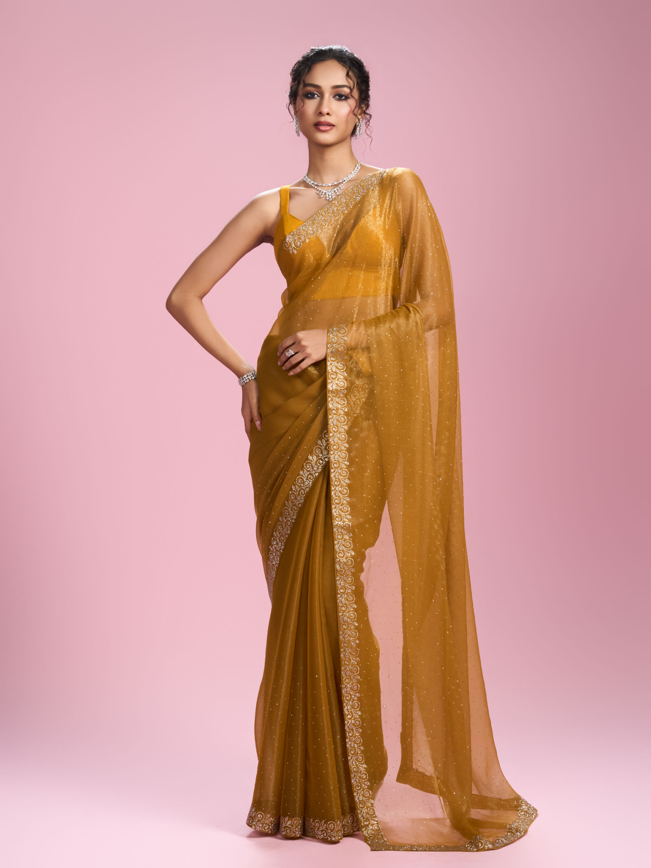 Mohey Women Sunny Elegance Organza Saree
