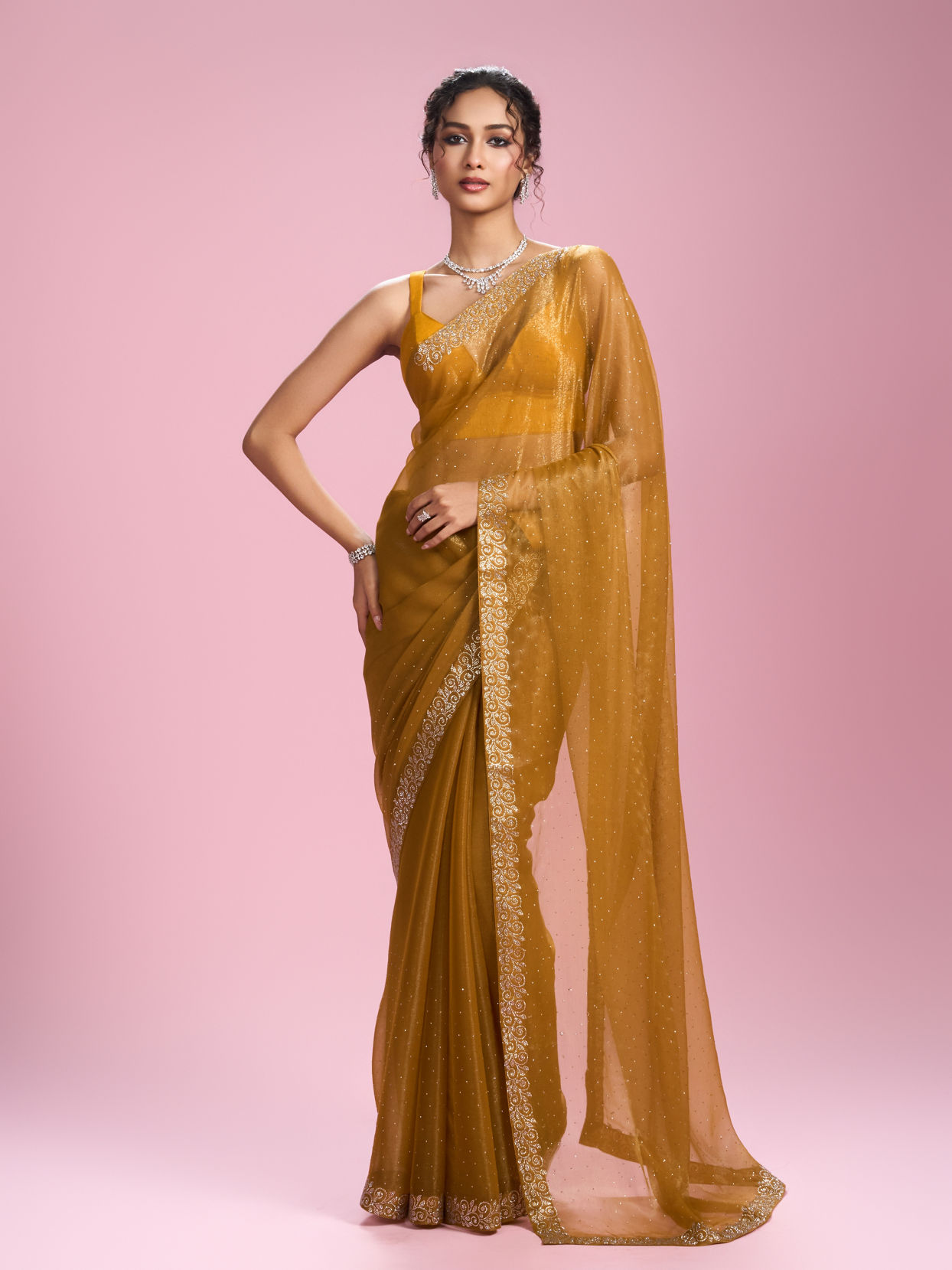 Mohey Women Sunny Elegance Organza Saree