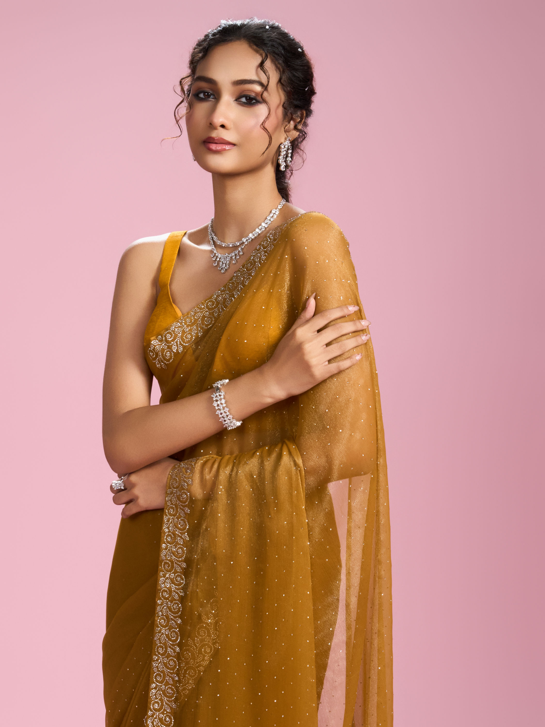 Mohey Women Sunny Elegance Organza Saree