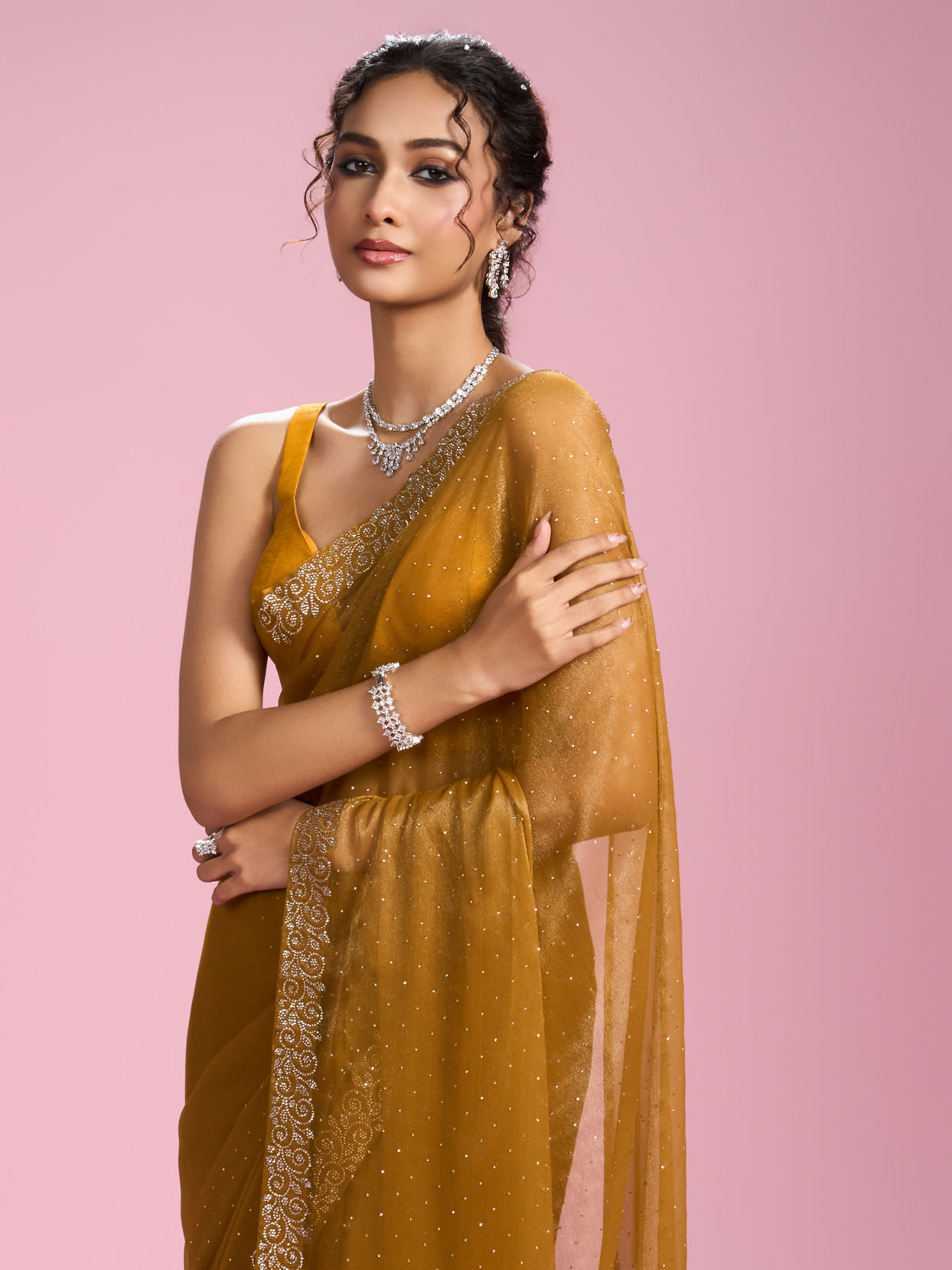 Mohey Women Sunny Elegance Organza Saree