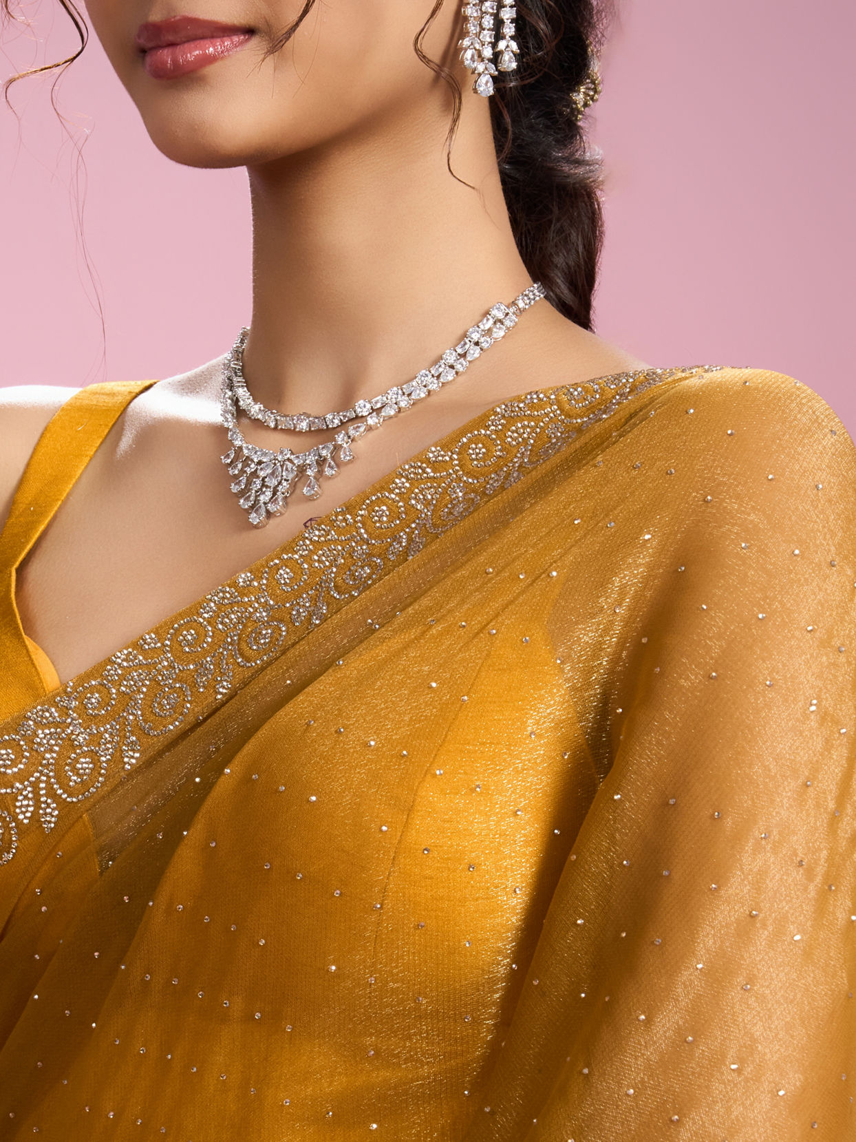 Mohey Women Sunny Elegance Organza Saree