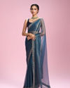 Mohey Women Radiant Light Blue Organza Saree