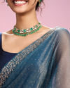 Mohey Women Radiant Light Blue Organza Saree