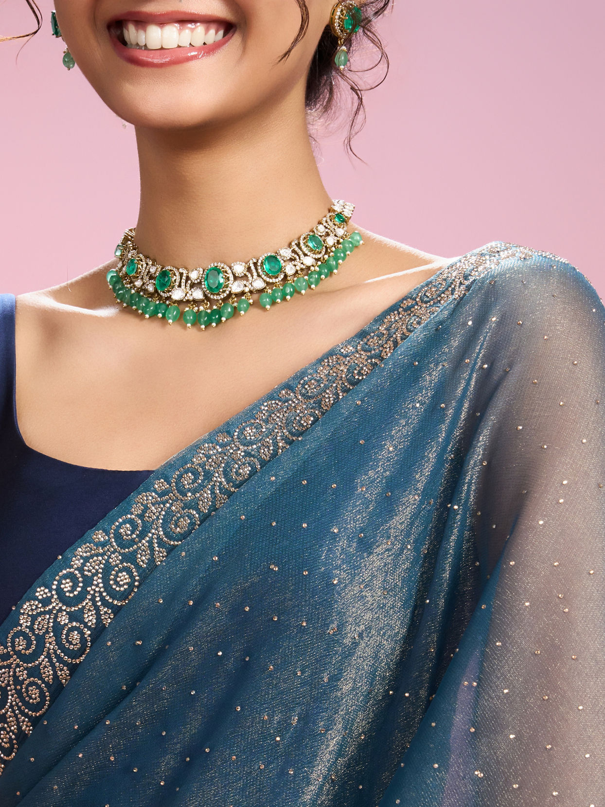 Mohey Women Radiant Light Blue Organza Saree