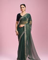 Mohey Women Elegant Sea Green Organza Saree