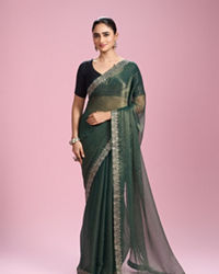 Mohey Women Elegant Sea Green Organza Saree