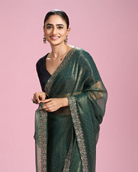 Mohey Women Elegant Sea Green Organza Saree