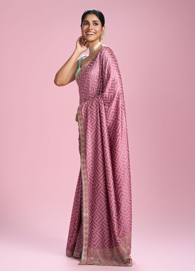 Mohey Women Ethereal Purple Chinon Saree