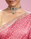 Mohey Women Elegant Pink Chinon Saree