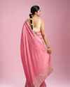 Mohey Women Elegant Pink Chinon Saree