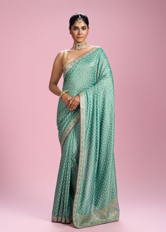 Mohey Women Sea Green Elegance Saree