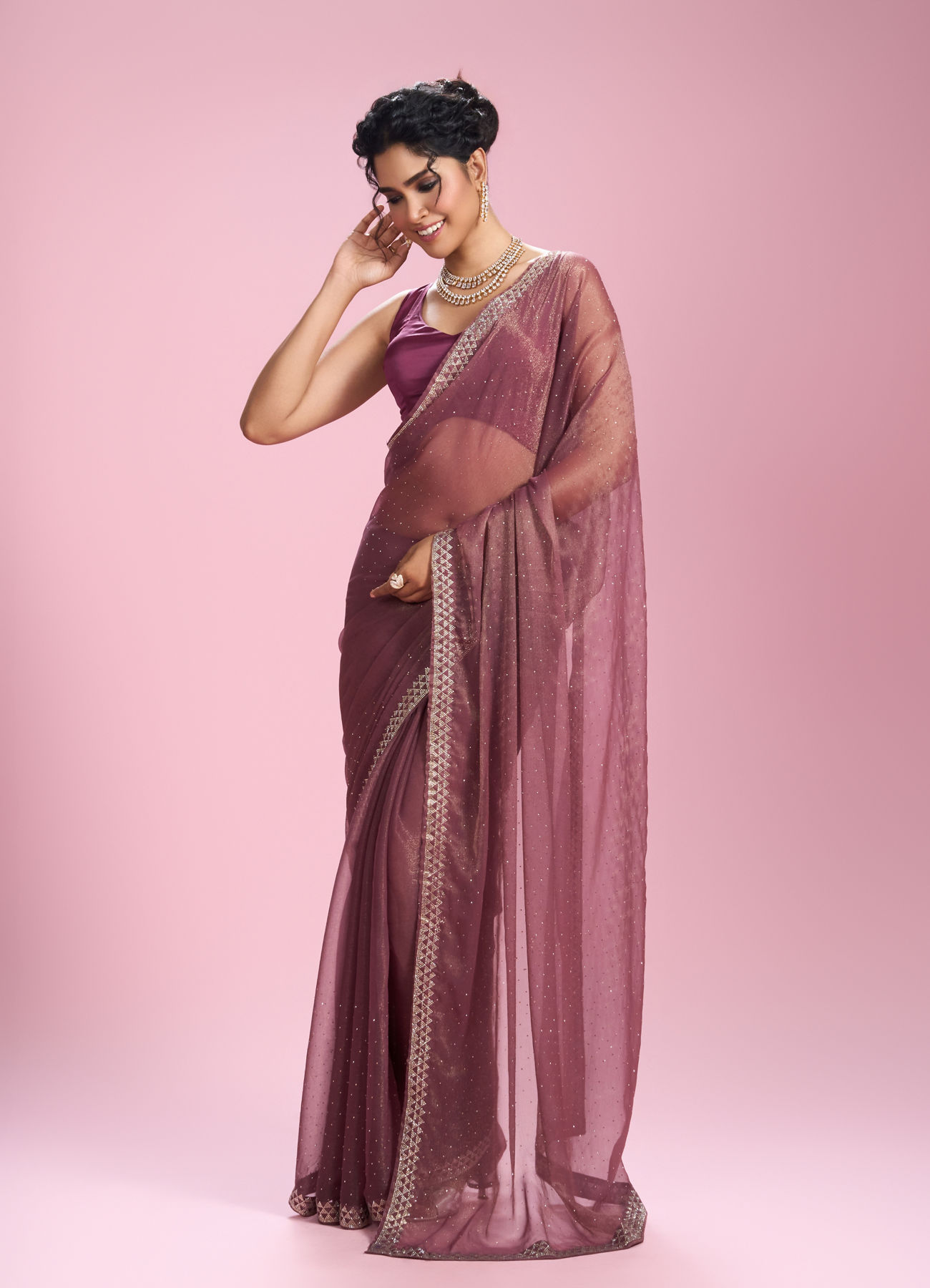 Mohey Women Royal Purple Radiance Saree
