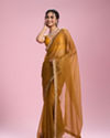 Mohey Women Mustard Yellow Organza Saree