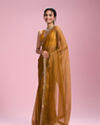 Mohey Women Mustard Yellow Organza Saree