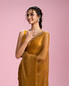 Mohey Women Mustard Yellow Organza Saree