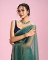 Mohey Women Sea Green Organza Charm Saree