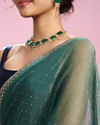 Mohey Women Sea Green Organza Charm Saree