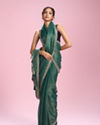 Mohey Women Sea Green Organza Charm Saree