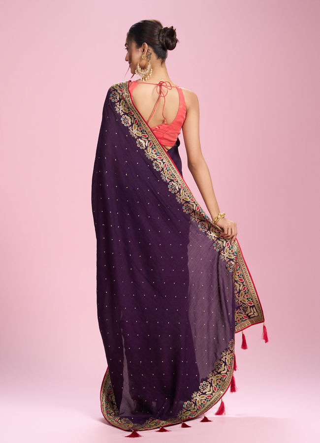 Mohey Women Exquisite Wine Saree