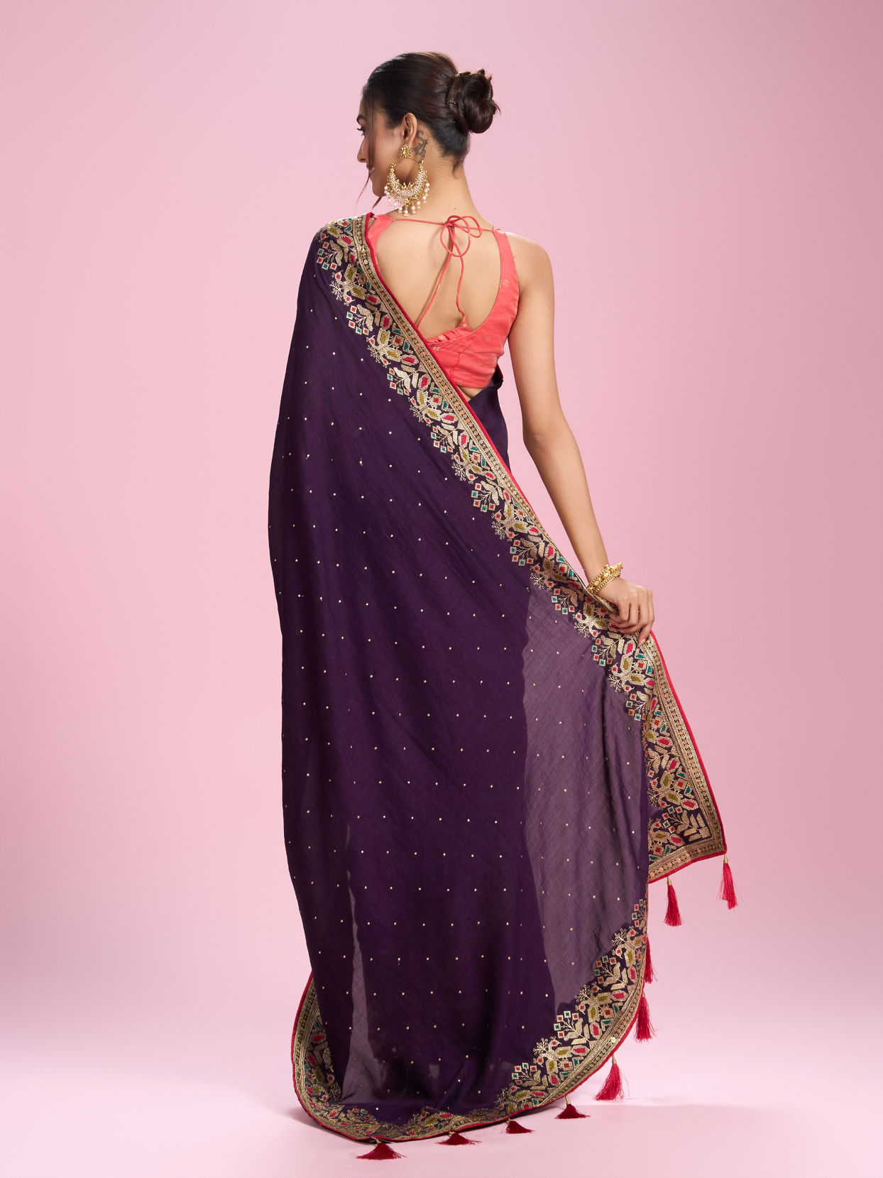 Mohey Women Exquisite Wine Saree