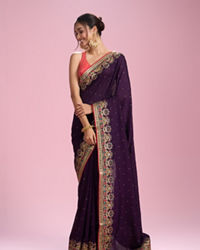 Mohey Women Exquisite Wine Saree