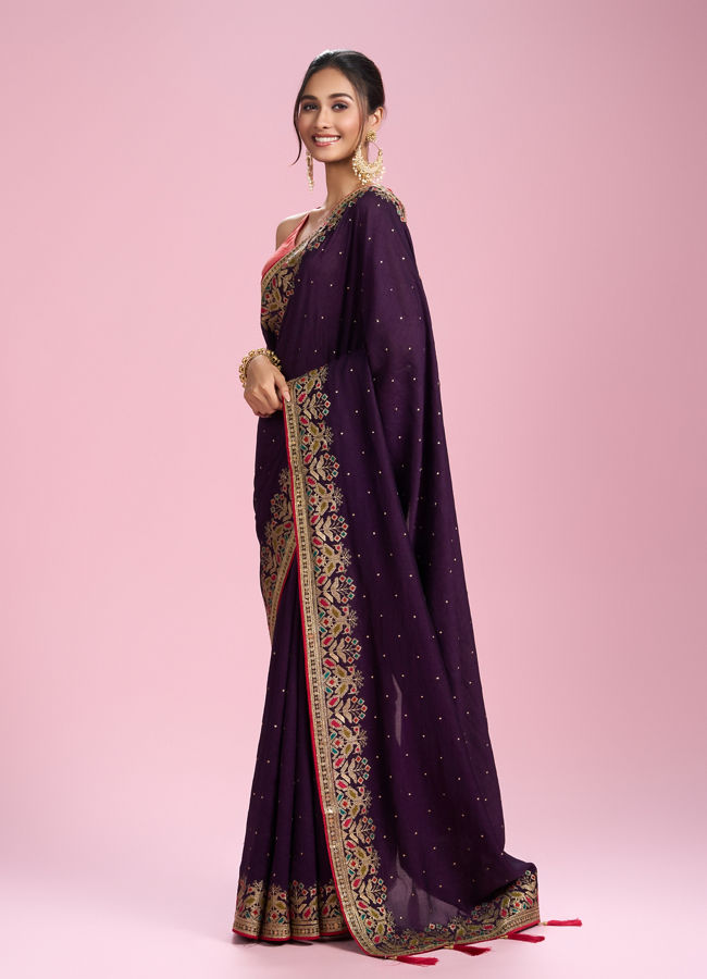 Mohey Women Exquisite Wine Saree
