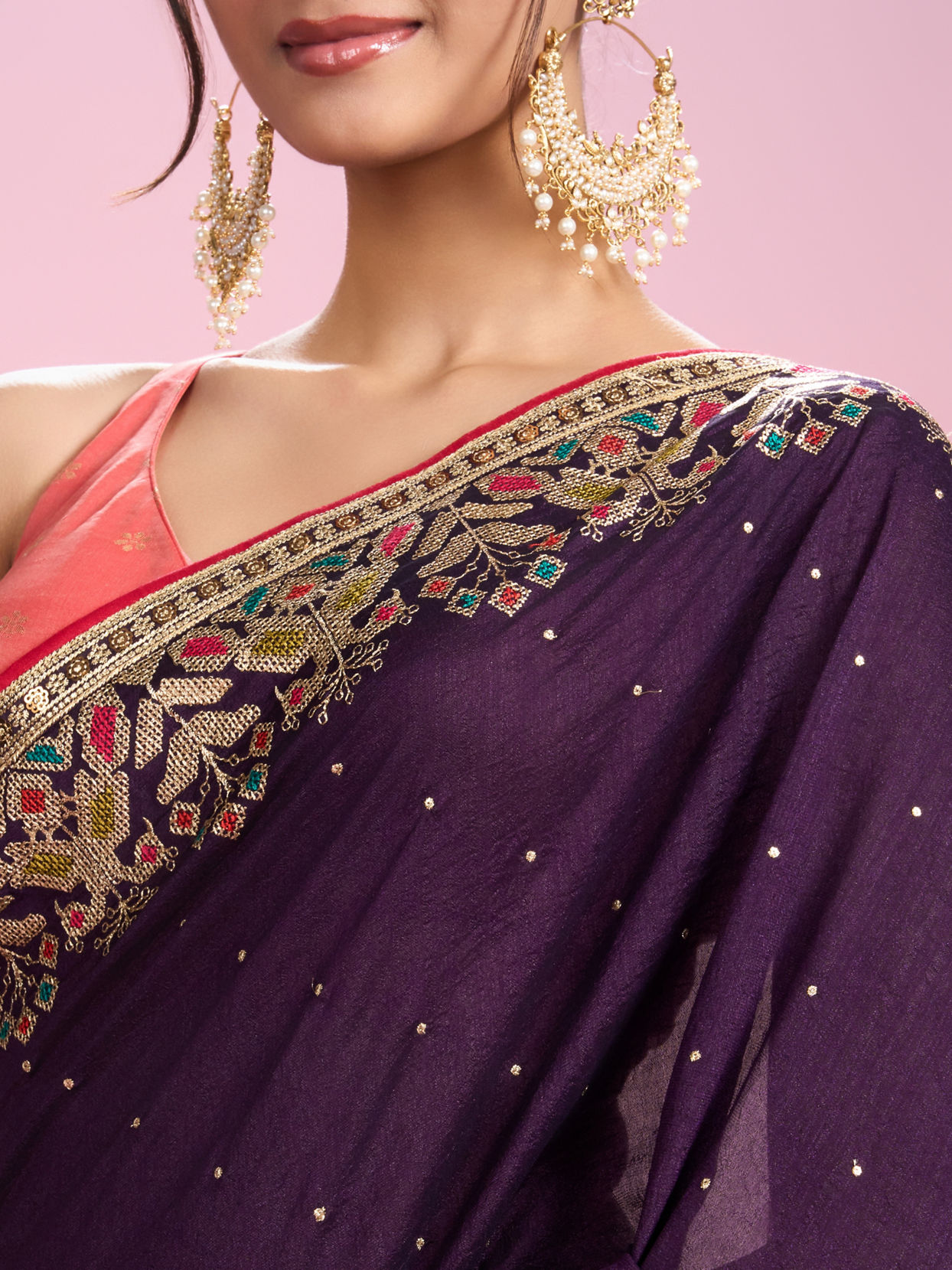 Mohey Women Exquisite Wine Saree
