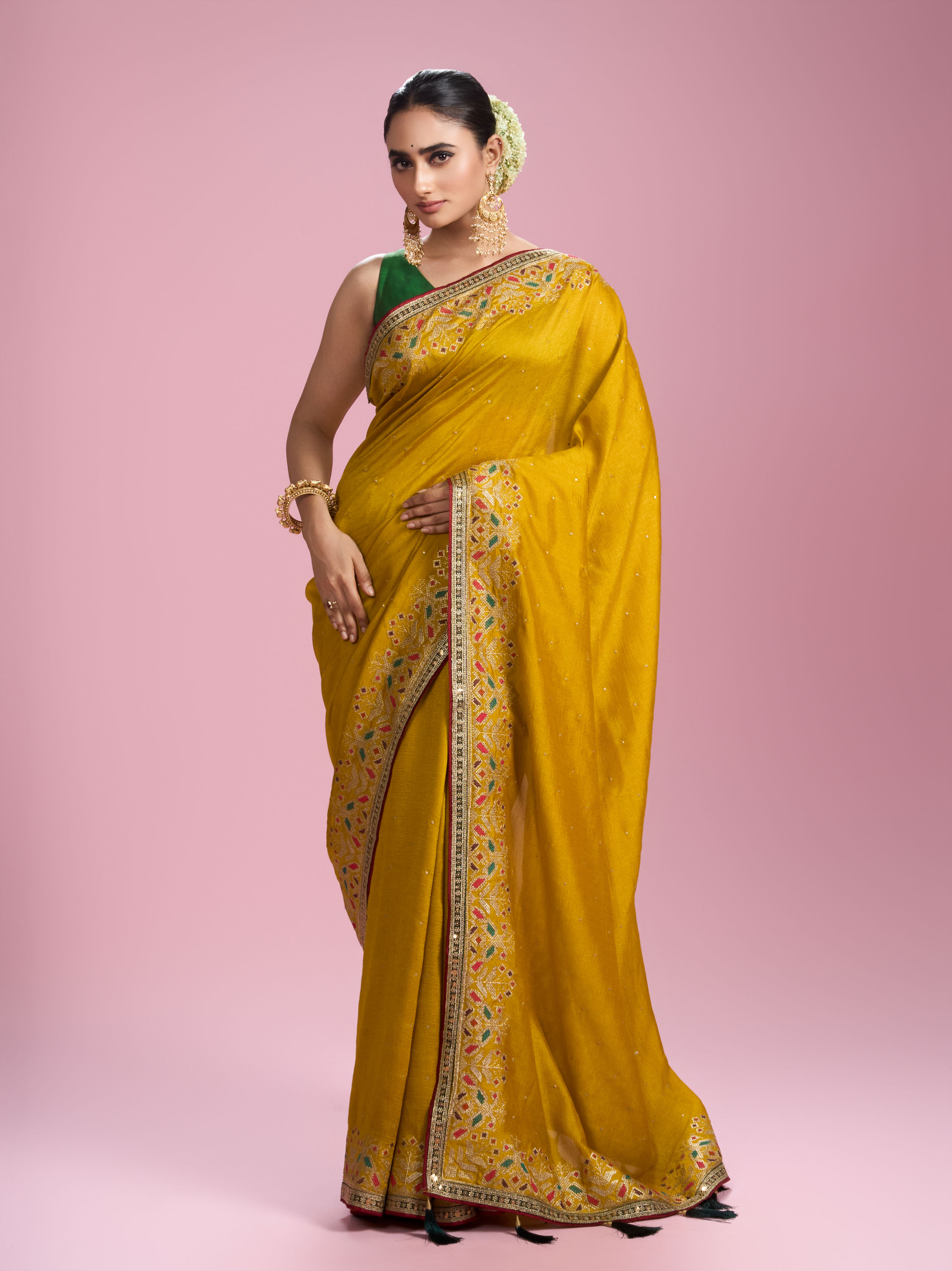Mohey Women Emerald Elegance Art Silk Saree