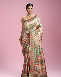 Mohey Women Elegant Cream Splendour Saree