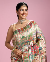 Mohey Women Elegant Cream Splendour Saree
