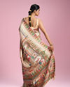 Mohey Women Elegant Cream Splendour Saree