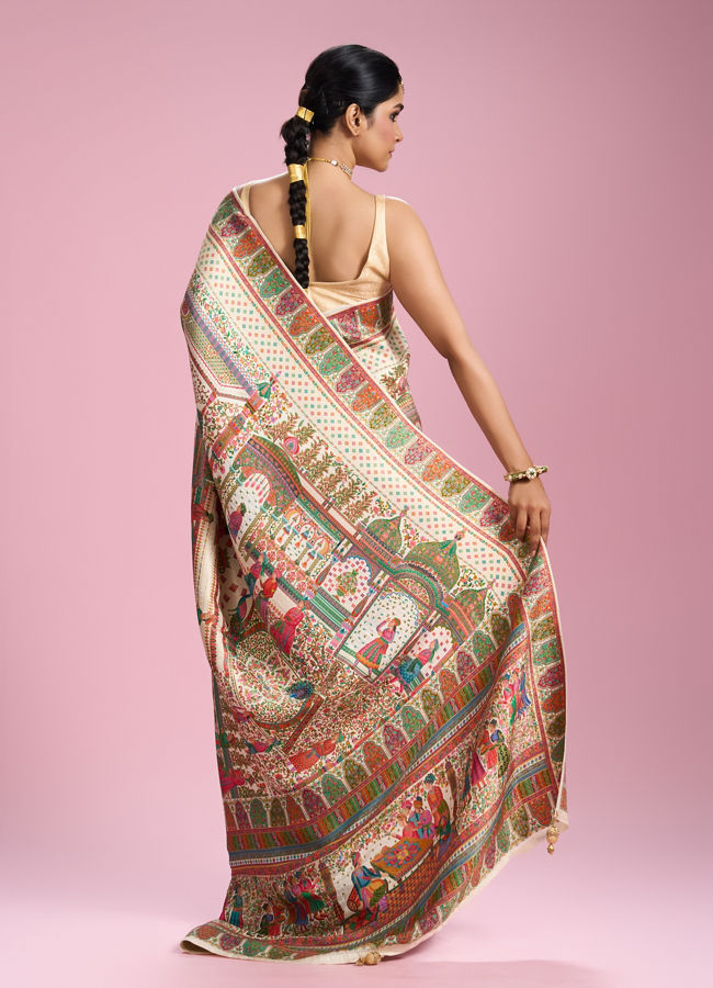 Mohey Women Elegant Cream Splendour Saree