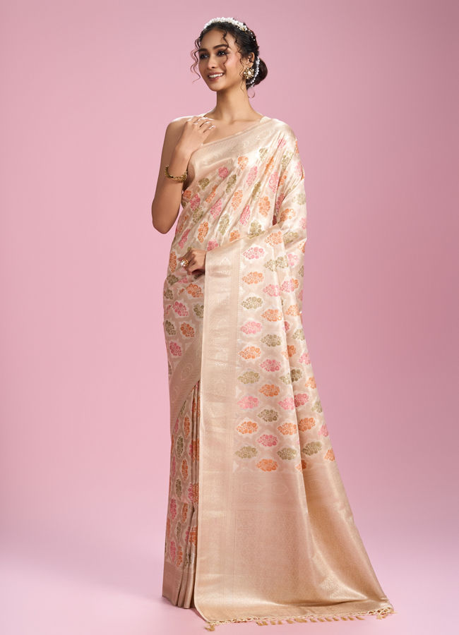 Mohey Women Elegant Cream Saree