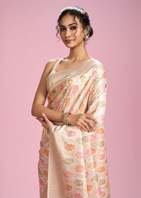 Mohey Women Elegant Cream Saree