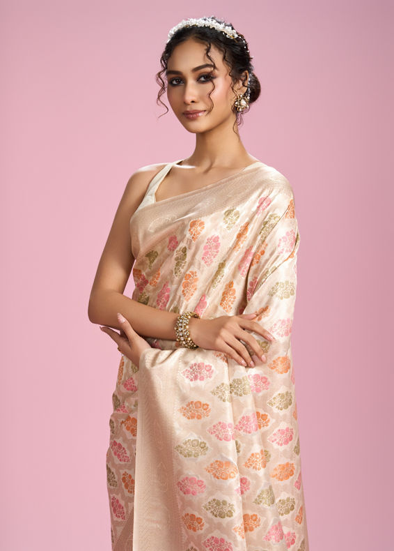 Mohey Women Elegant Cream Saree
