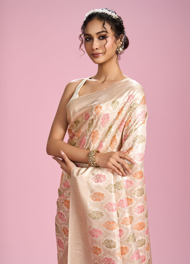 Mohey Women Elegant Cream Saree
