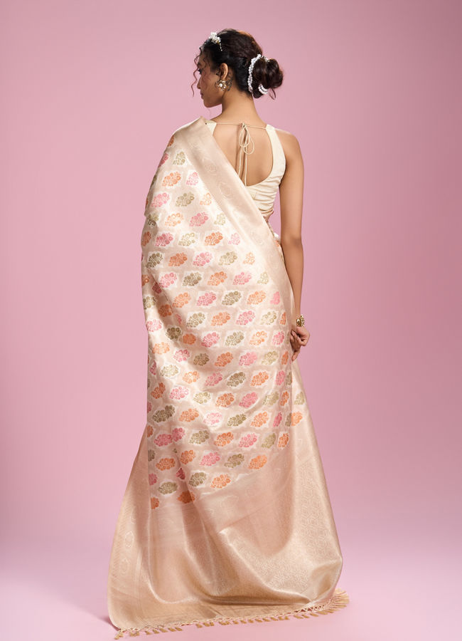 Mohey Women Elegant Cream Saree