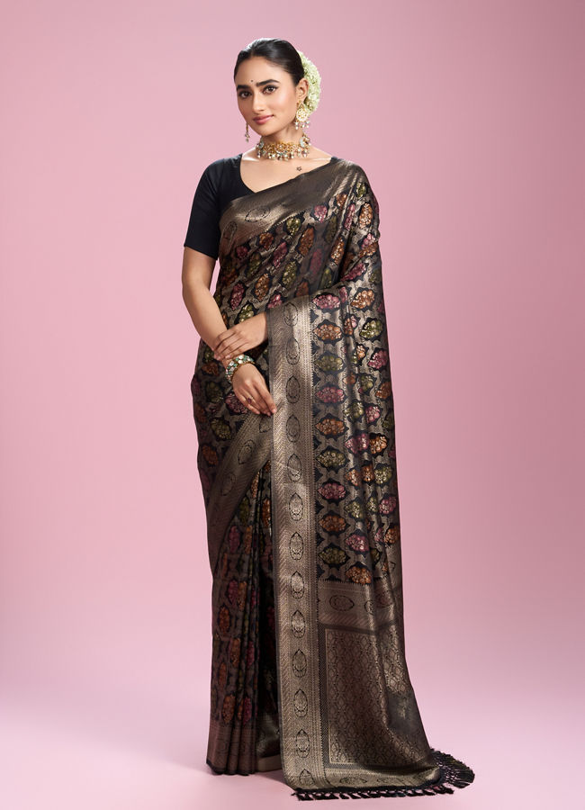 Mohey Women Black Elegance Silk Saree