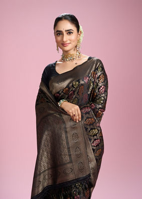 Mohey Women Black Elegance Silk Saree