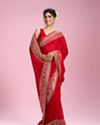 Mohey Women Enchanting Red Organza Saree