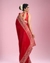 Mohey Women Enchanting Red Organza Saree