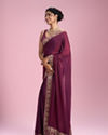 Mohey Women Elegantly Detailed Wine Saree