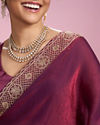 Mohey Women Elegantly Detailed Wine Saree