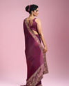 Mohey Women Elegantly Detailed Wine Saree