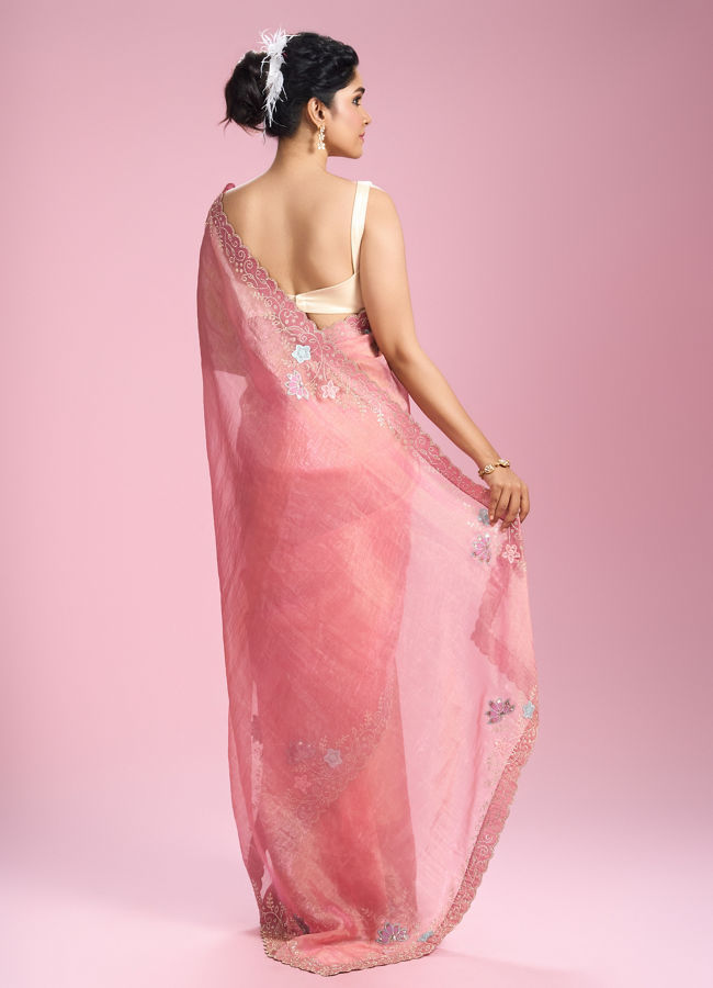 Mohey Women Rosy Gajree Organza Celebration Saree