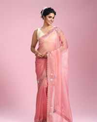 Mohey Women Rosy Gajree Organza Celebration Saree