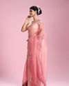 Mohey Women Rosy Gajree Organza Celebration Saree