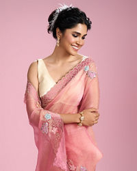 Mohey Women Rosy Gajree Organza Celebration Saree