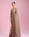 Mohey Women Cream Organza Saree