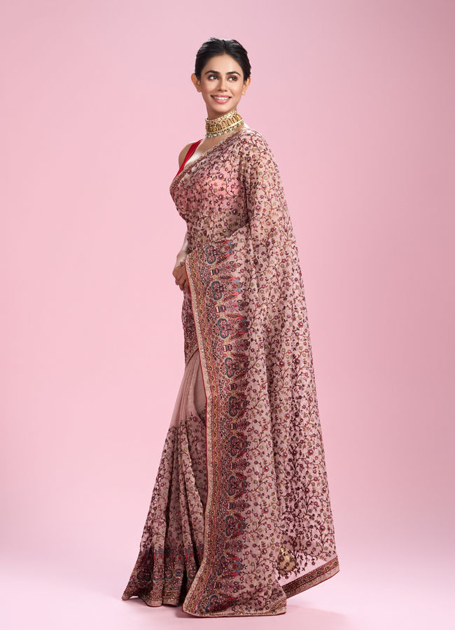 Mohey Women Blush Blossom Elegance Saree